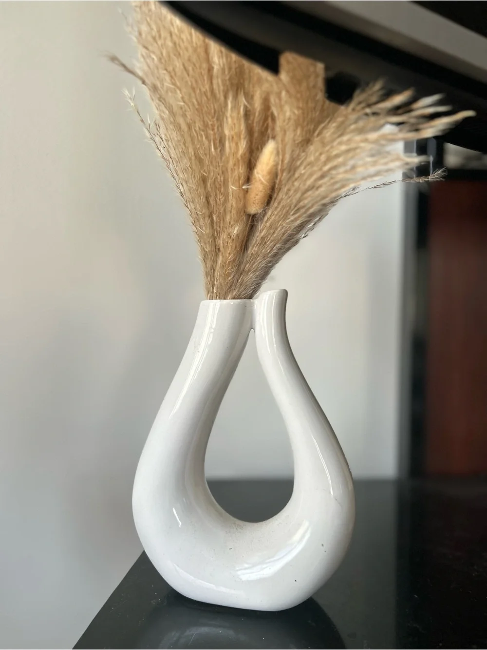 White Double-Neck Ceramic Vase - Modern Home Accent